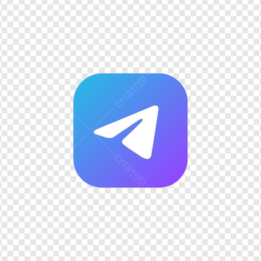 Ícone Telegram Flat Design Azul Roxo PNG Fundo Transparente