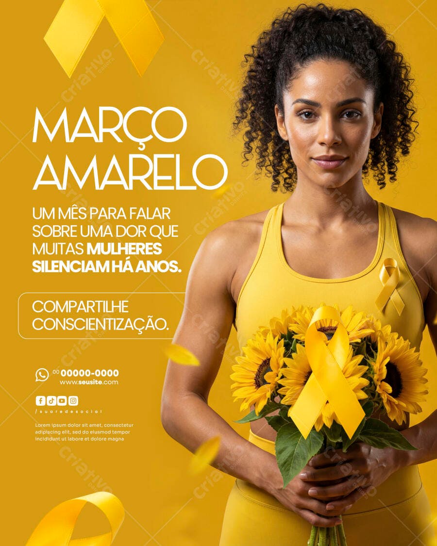 Post Março Amarelo Conscientização PSD Editável
