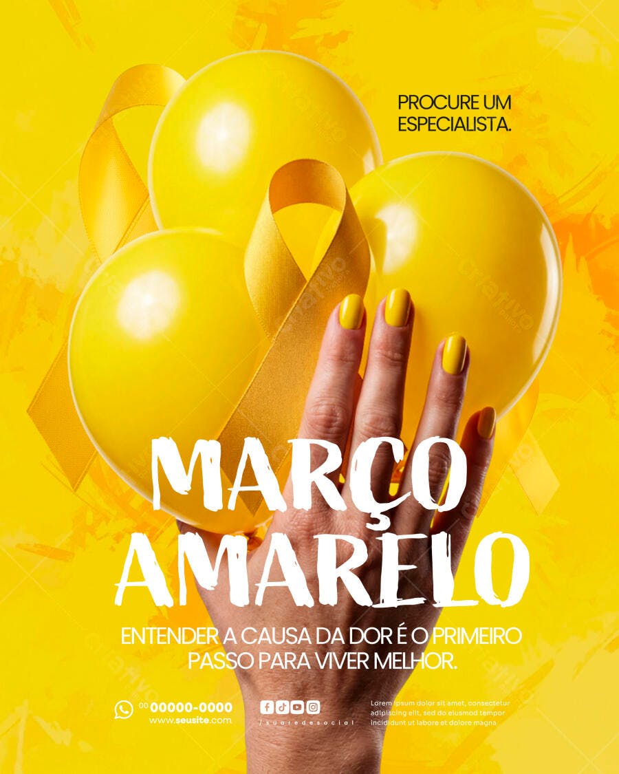 Post Instagram Março Amarelo Conscientização PSD Editável