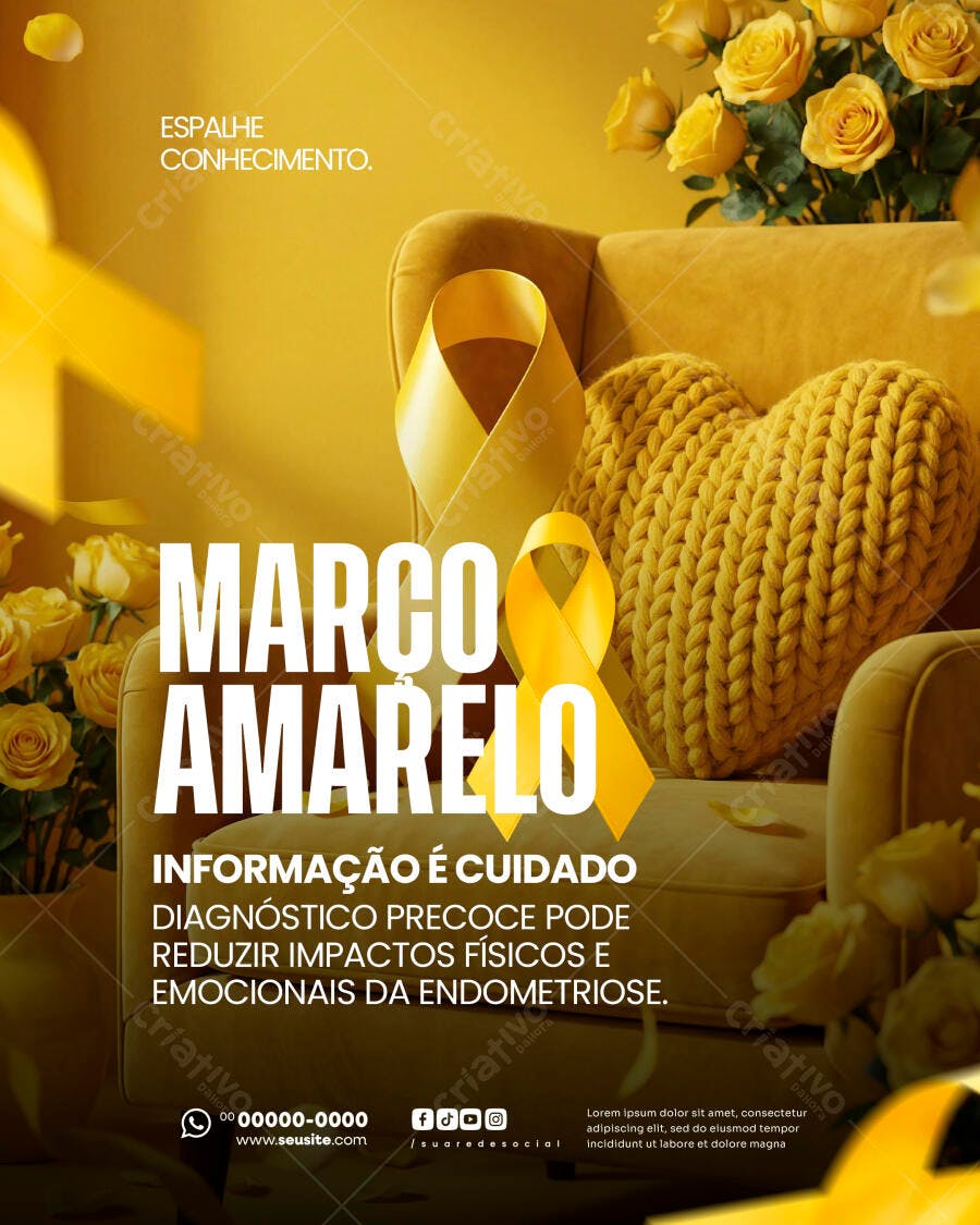 Post Março Amarelo Endometriose PSD Editável