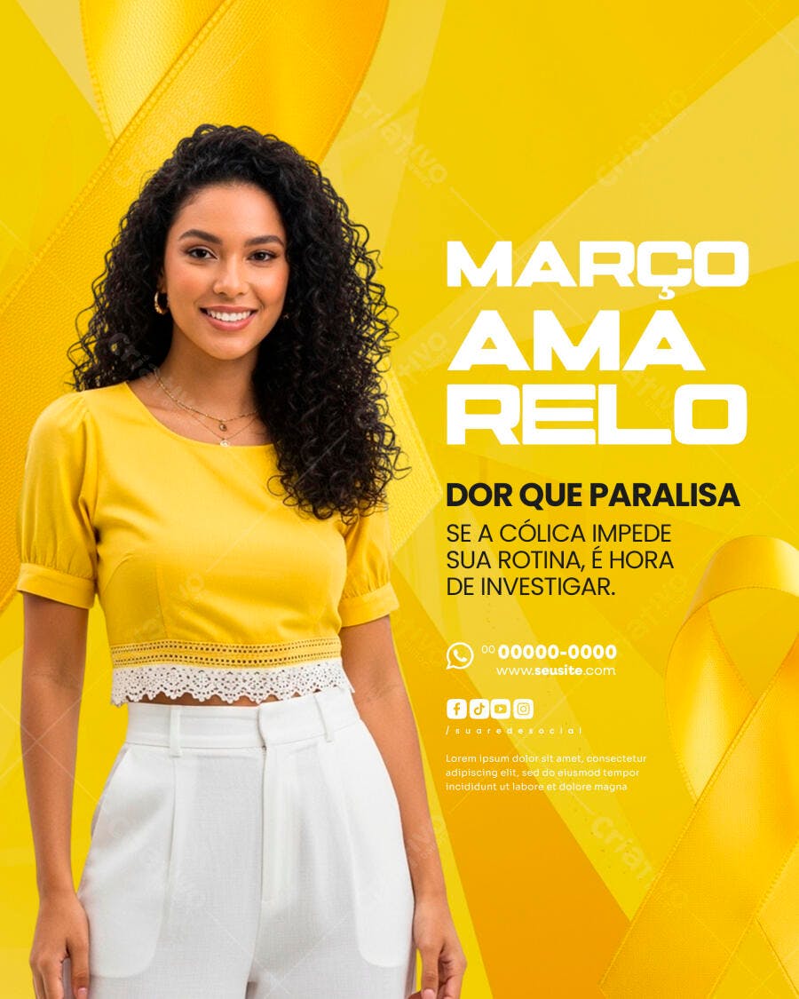 Post Instagram Março Amarelo Conscientização Saúde PSD Editável