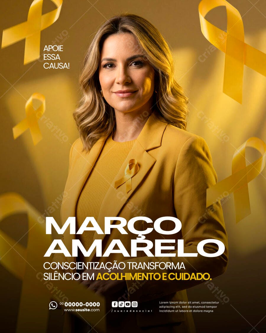 Post Março Amarelo Conscientização PSD Editável