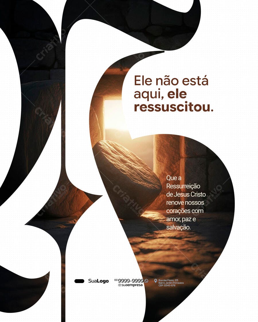 Post Páscoa Ressurreição Jesus Cristo PSD Editável