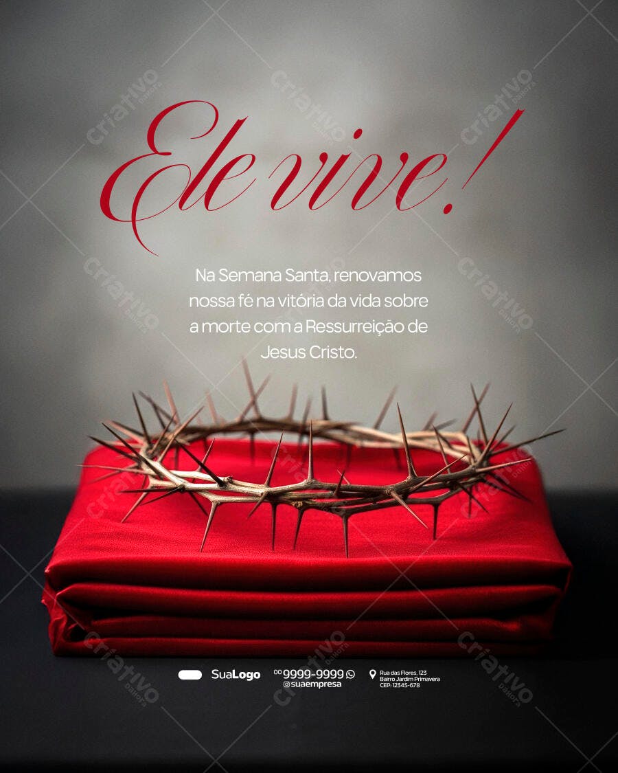 Post Páscoa Semana Santa Coroa de Espinhos PSD Editável