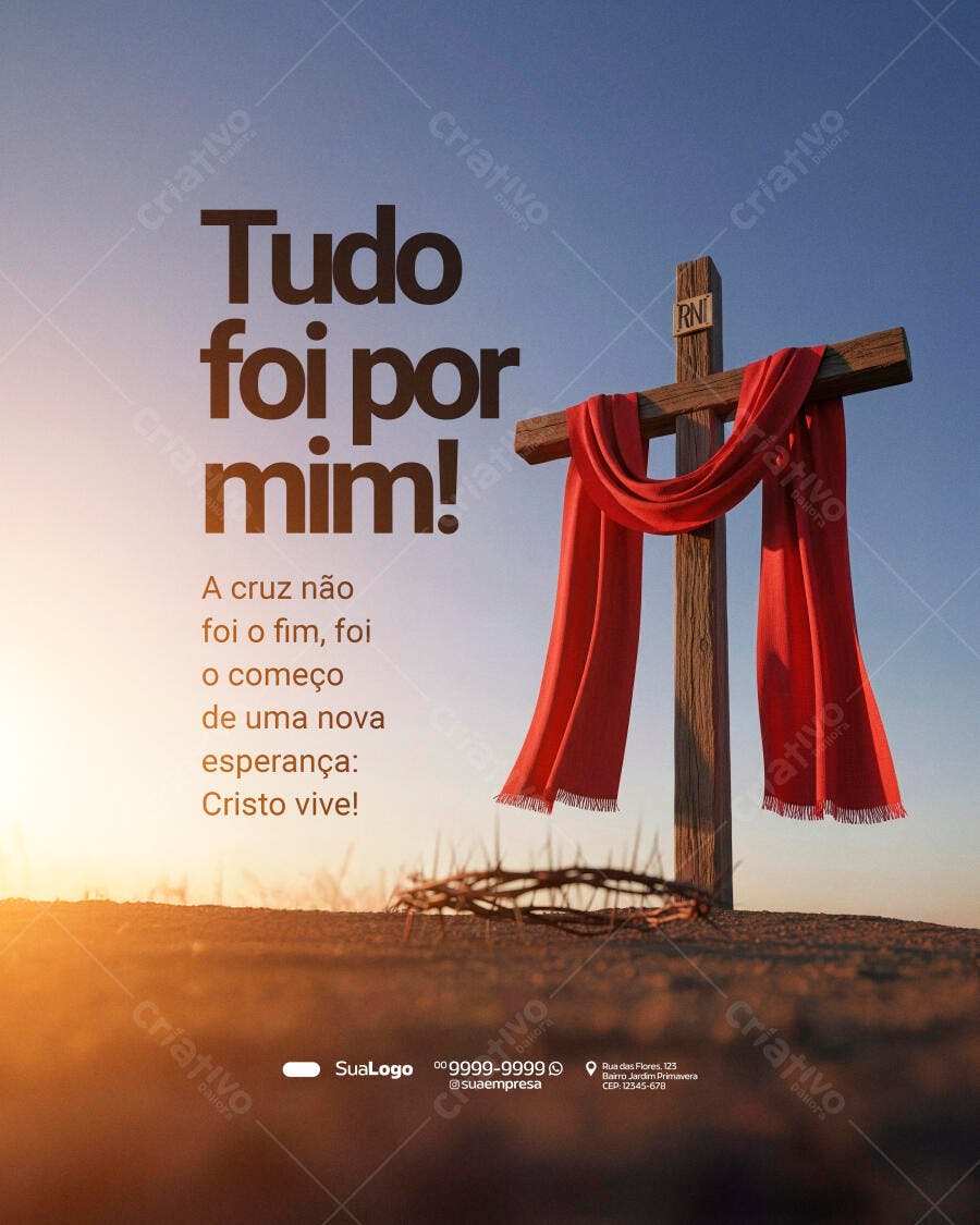 Post Instagram Páscoa Cruz Cristo PSD Editável