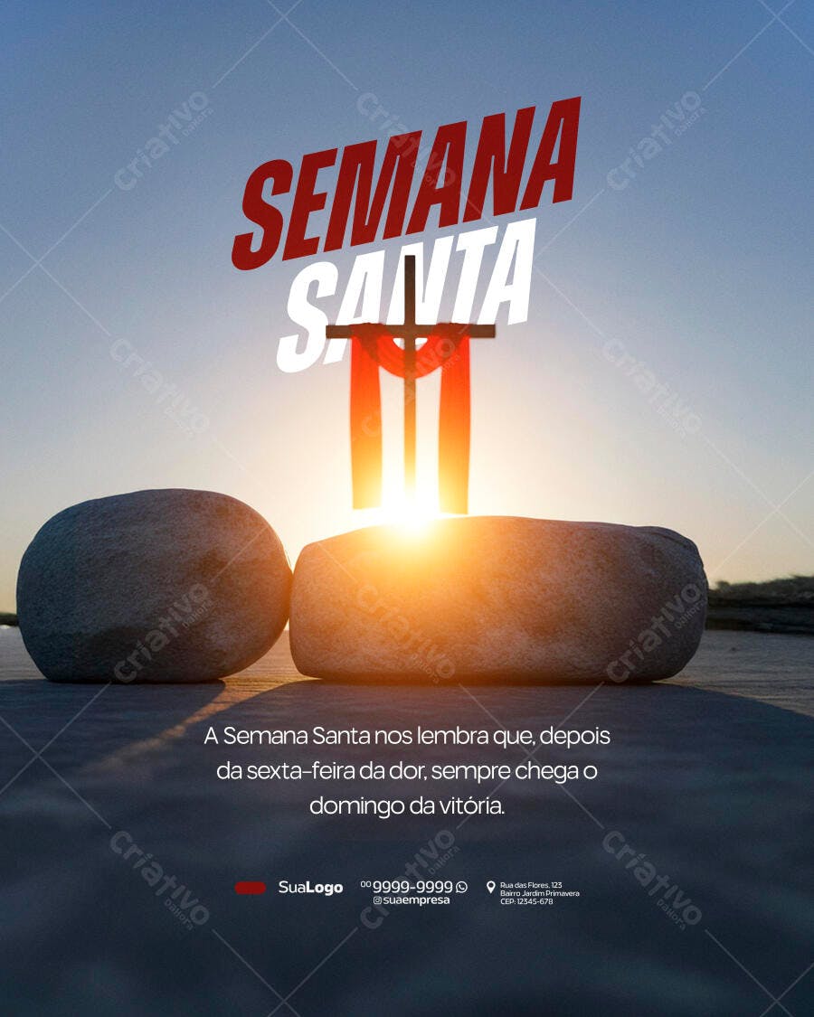 Post Instagram Semana Santa Páscoa PSD Editável
