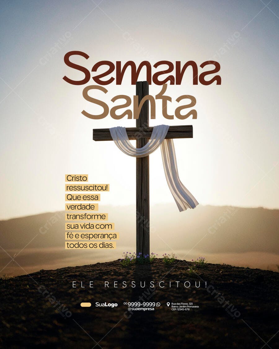 Post Instagram Semana Santa Cruz PSD Editável
