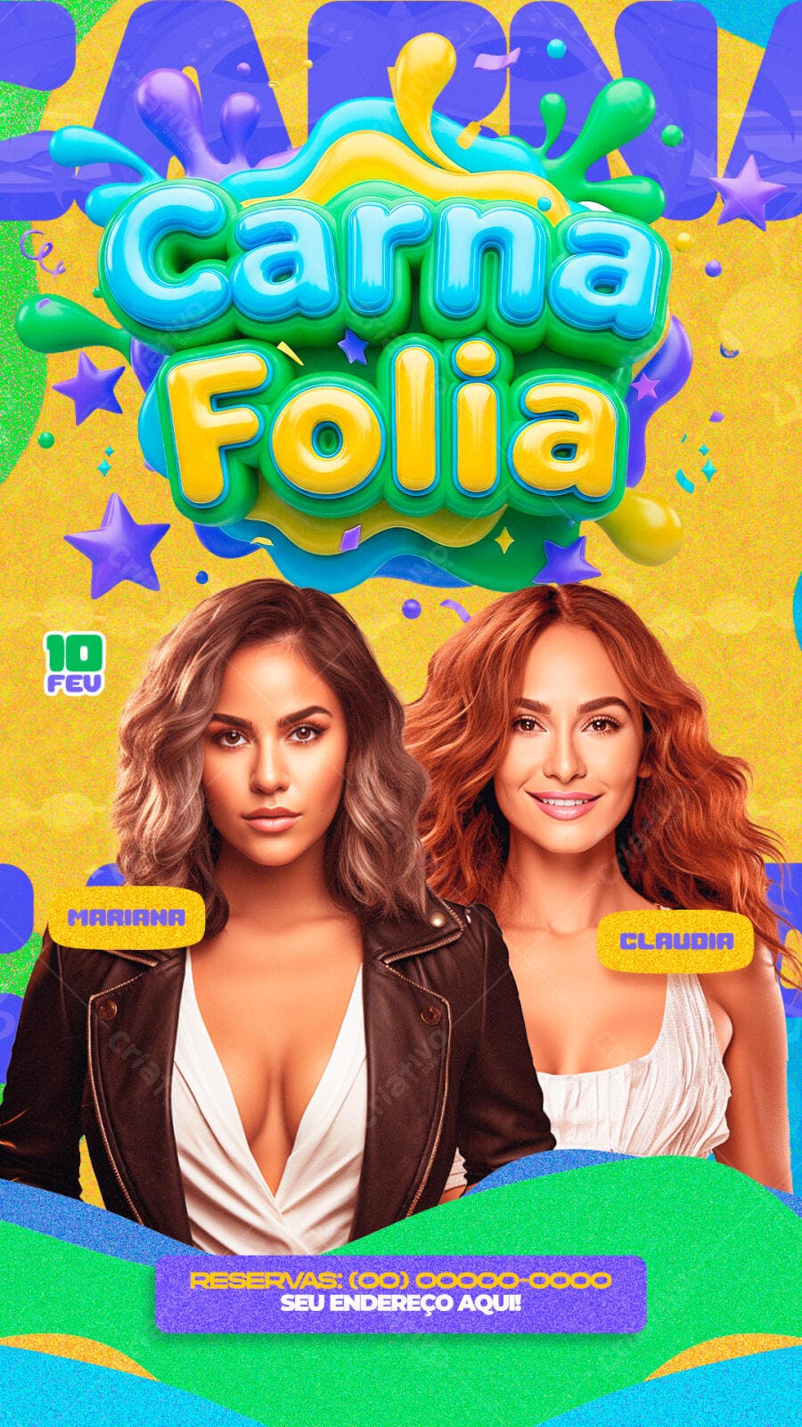 Post Instagram Carnaval Carnafolia Fevereiro PSD Editável