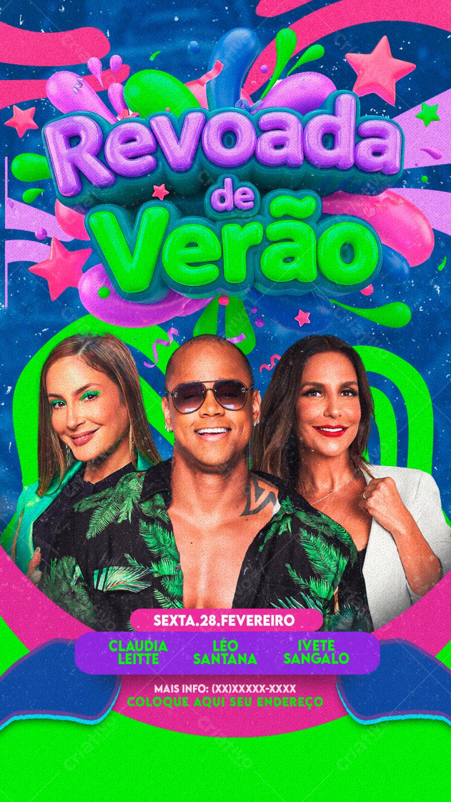 Flyer Revoadas de Verão Fevereiro PSD Editável