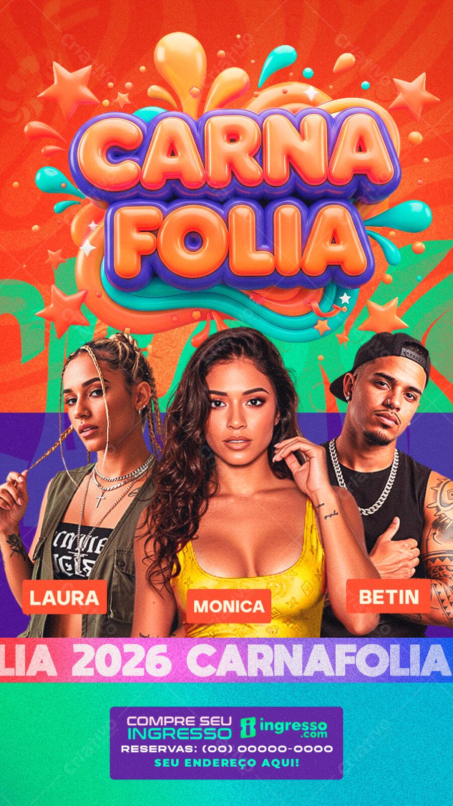 Story Instagram Carnafolia Carnaval Fevereiro PSD Editável