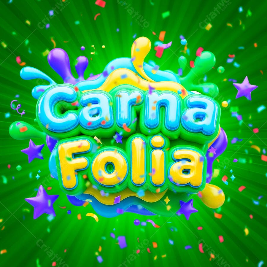 Selo 3D Carnafolia Colorido Fundo Transparente PNG