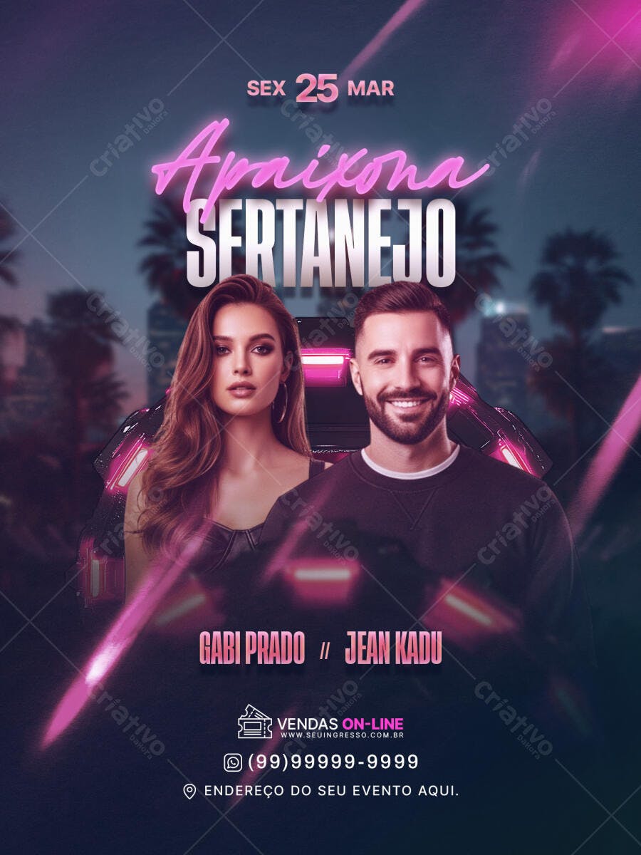 Flyer Festa Sertanejo Março Evento PSD Editável