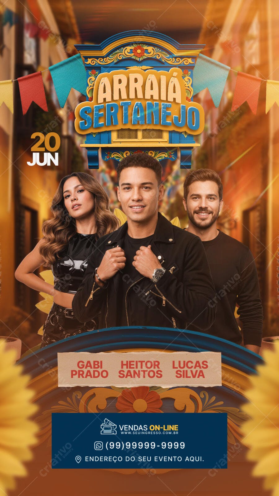 Story Instagram Arraial Sertanejo Festa Junina PSD Editável