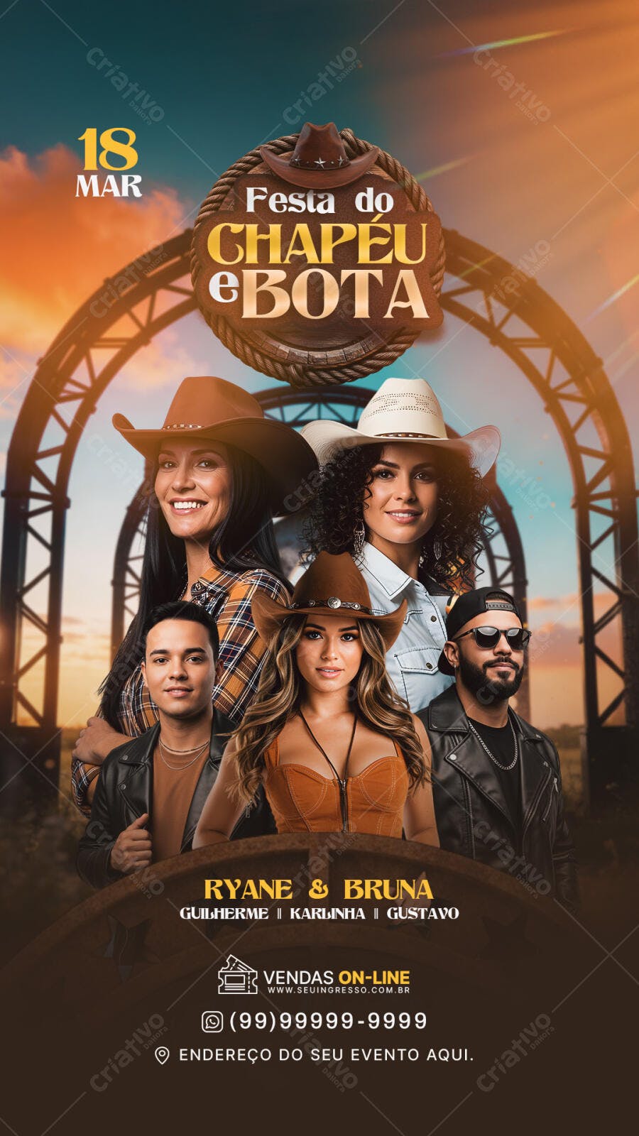 Story Instagram Festa do Chapéu e Bota 18 Março PSD Editável