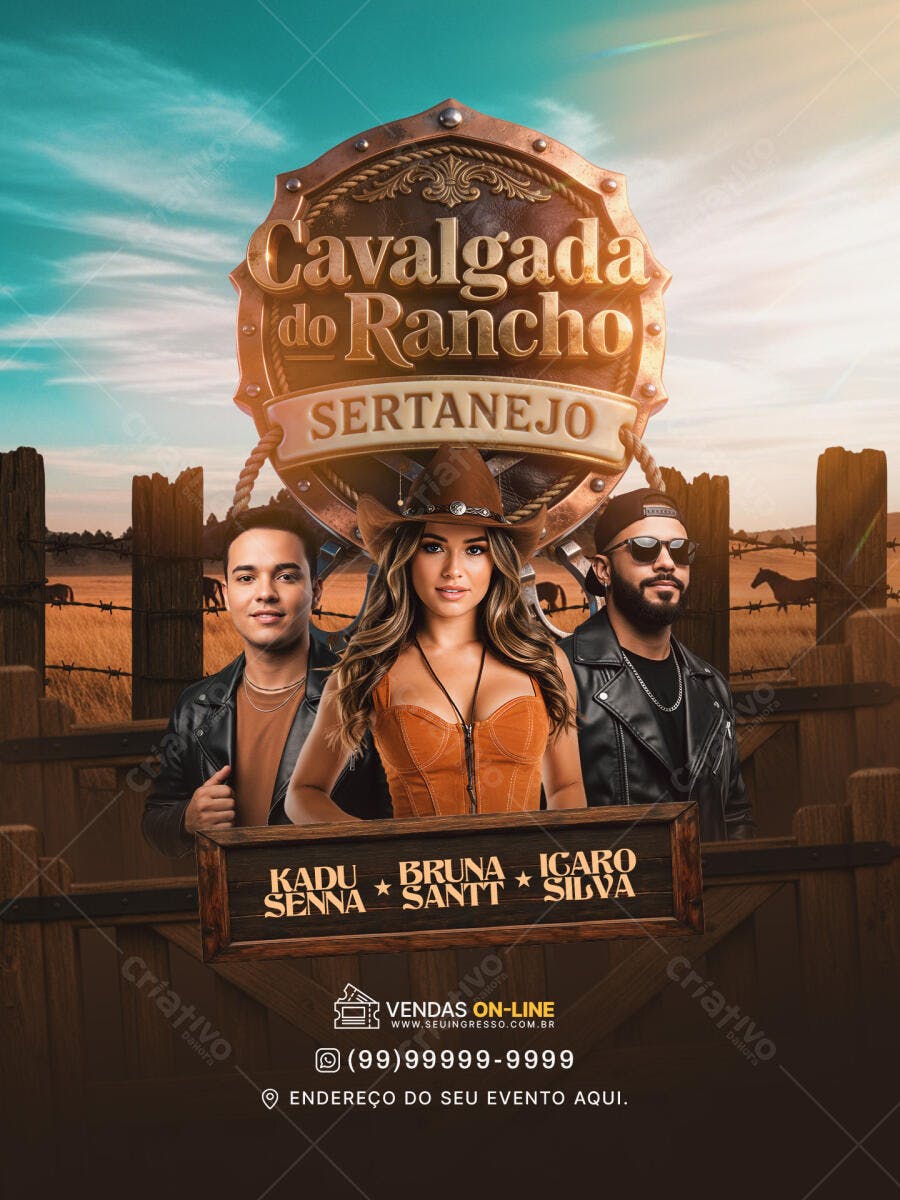 Flyer Cavalgada do Rancho Sertanejo PSD Editável