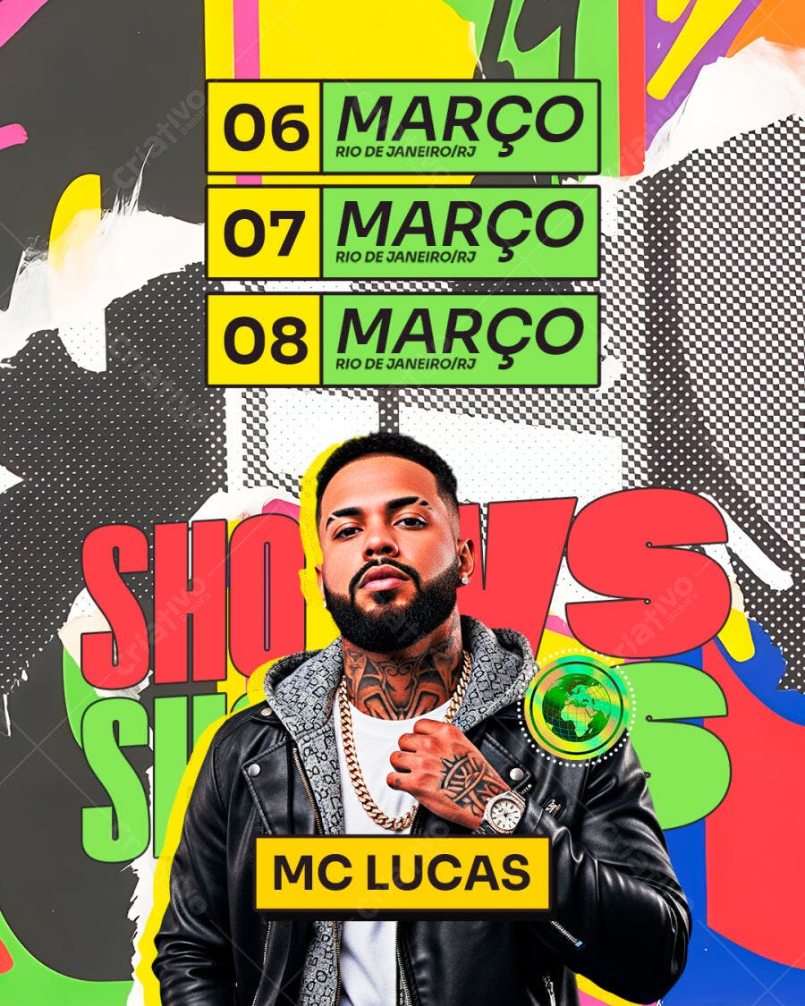 Flyer Show Música Funk Evento Março PSD Editável