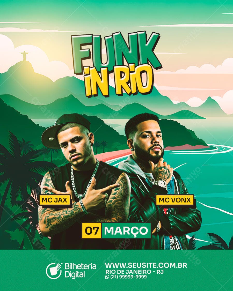 Flyer Funk in Rio Evento Março PSD Editável