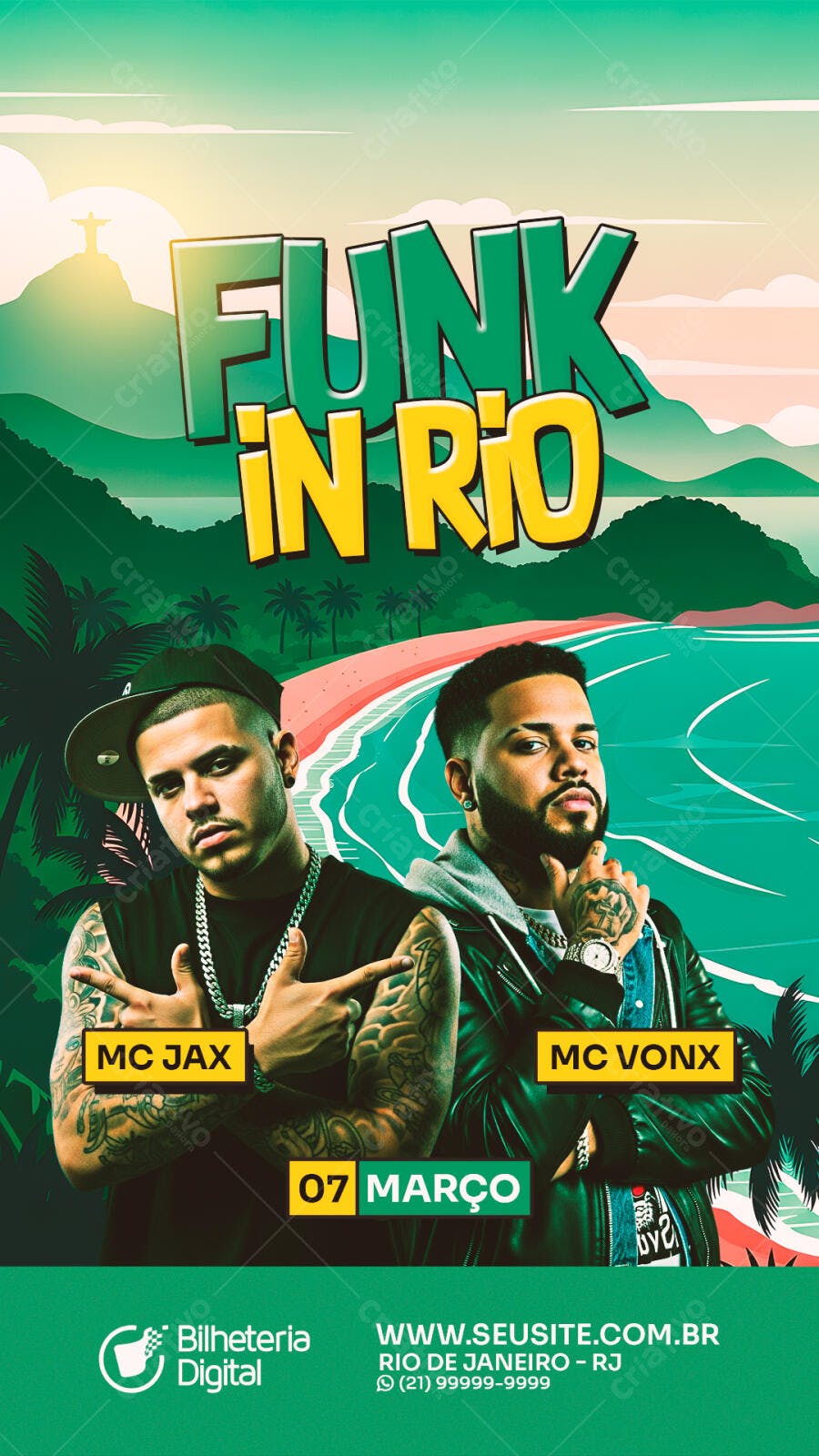 Flyer Funk in Rio Evento Musical Março PSD Editável