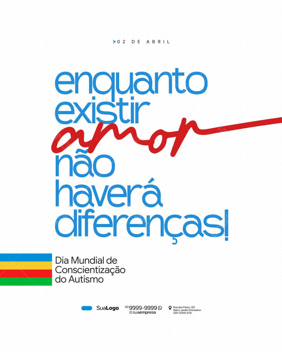 Post Instagram Dia Mundial Conscientização Autismo PSD Editável