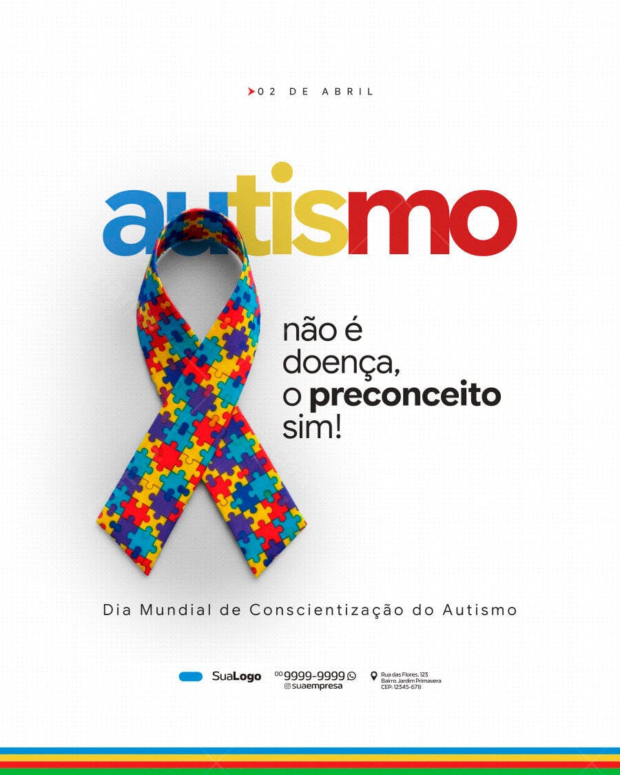 Post Instagram Autismo 2 de Abril Conscientização PSD Editável