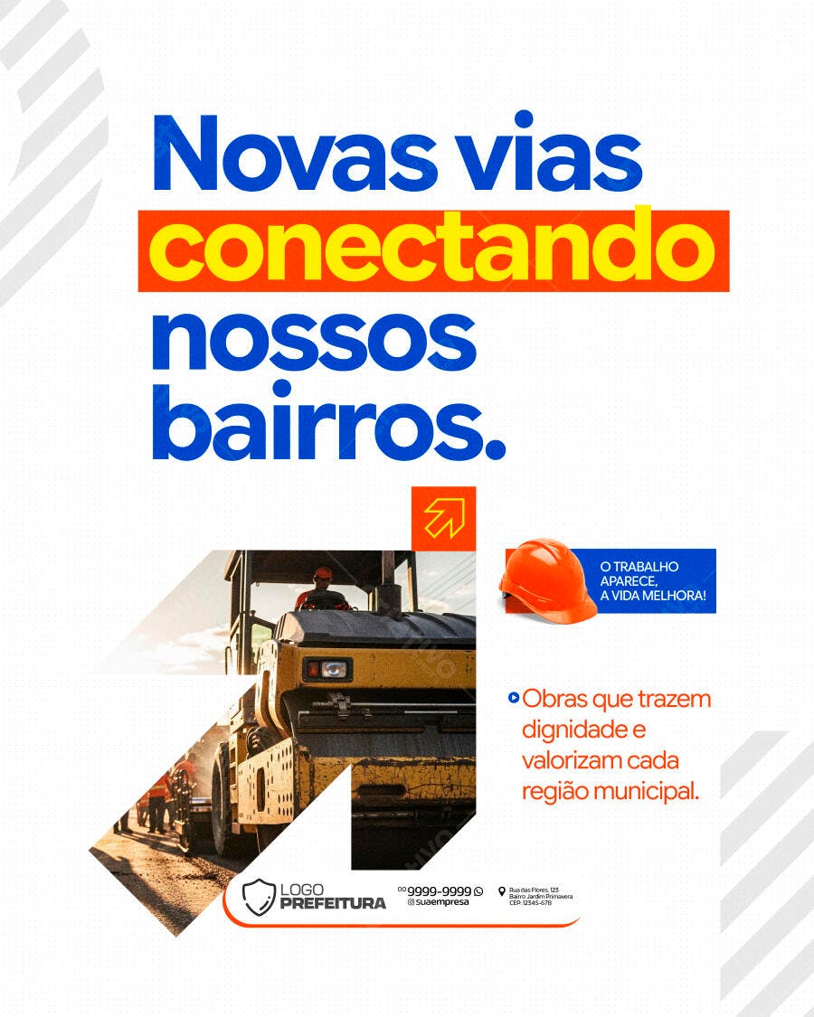 Post Social Media Prefeitura Obras Públicas PSD Editável