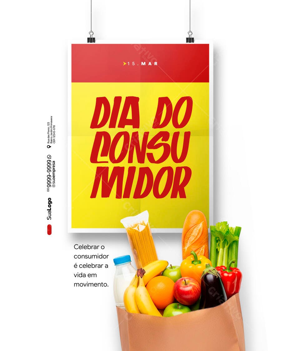 Flyer Dia do Consumidor 15 de Março Supermercado PSD Editável