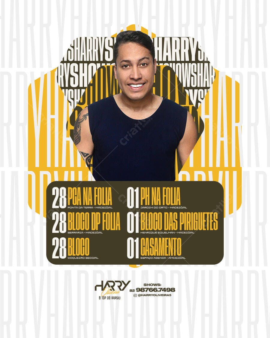 Post Instagram Cantor Show Evento PSD Editável