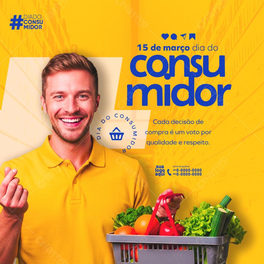 Post Instagram Dia do Consumidor Supermercado PSD Editável