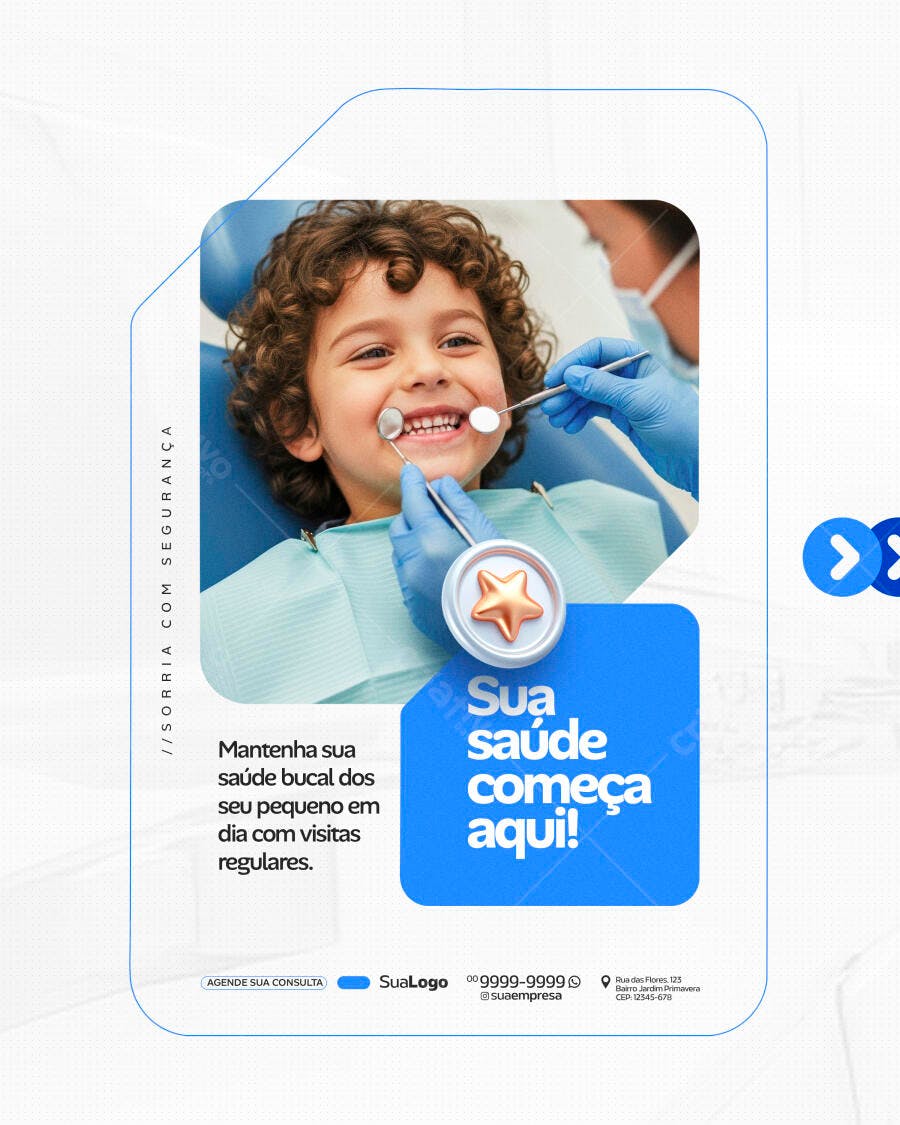 Post Instagram Odontologia Pediátrica Clínica Dentista PSD Editável
