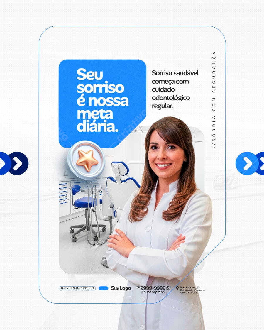 Post Instagram Odontologia Clínica Dentista PSD Editável