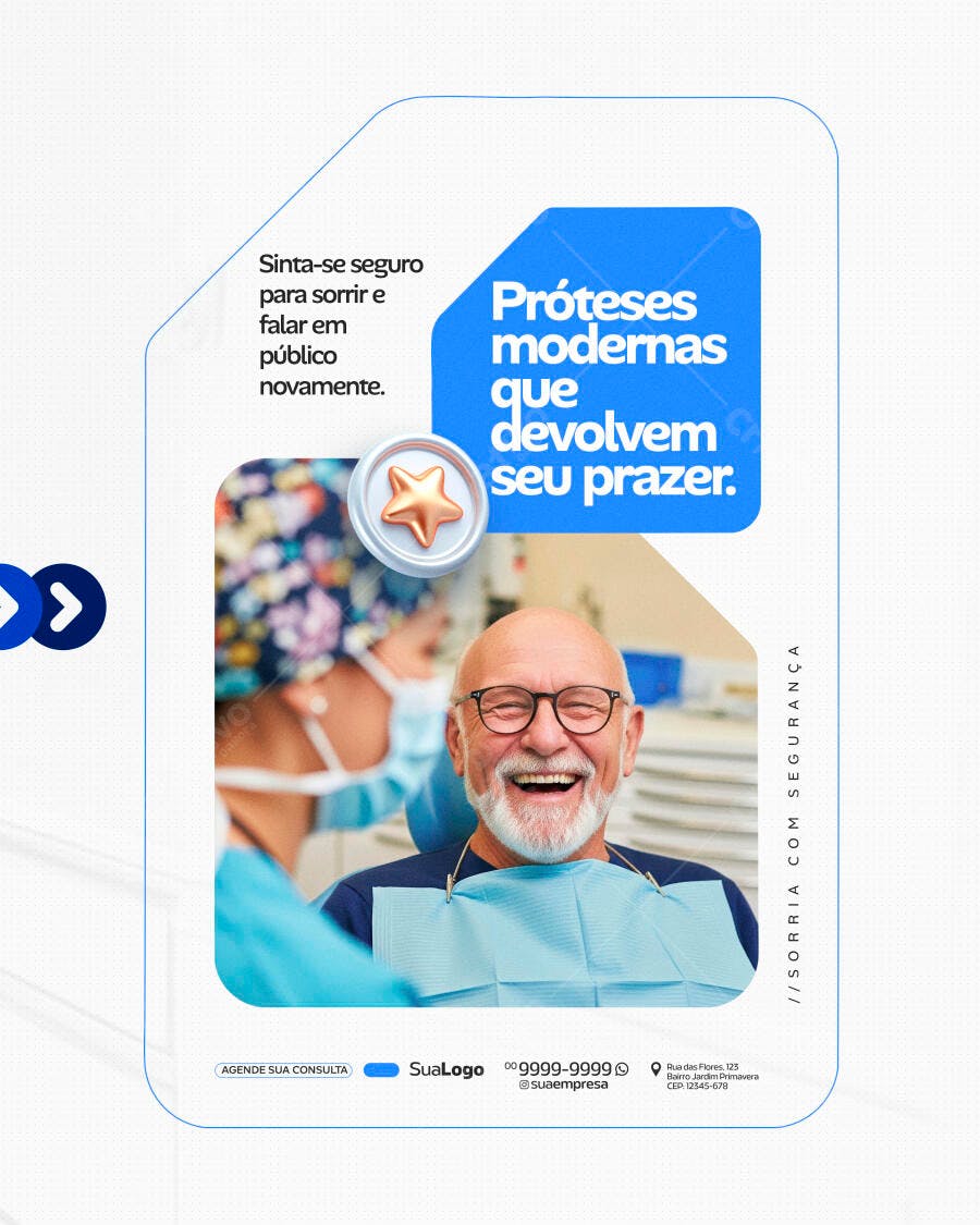 Post Instagram Odontologia Próteses Dentárias PSD Editável