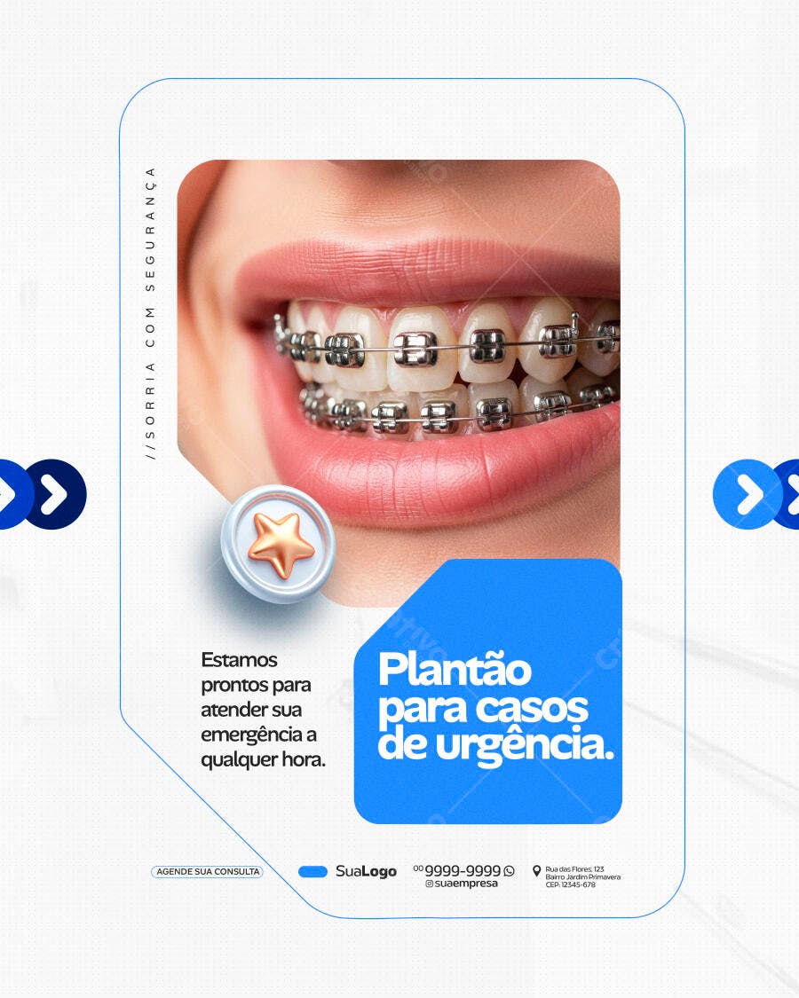 Post Instagram Odontologia Clínica Dentista PSD Editável