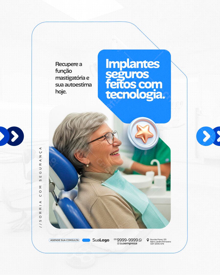 Post Instagram Implantes Odontologia PSD Editável