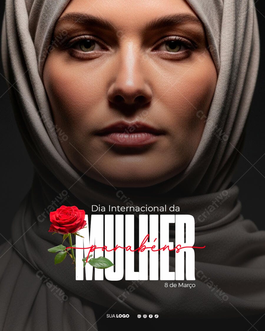 Post Dia Internacional da Mulher 8 de Março PSD Editável