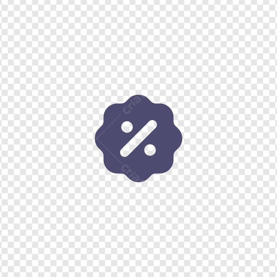 Ícone Porcentagem Desconto Selo Azul PNG Fundo Transparente