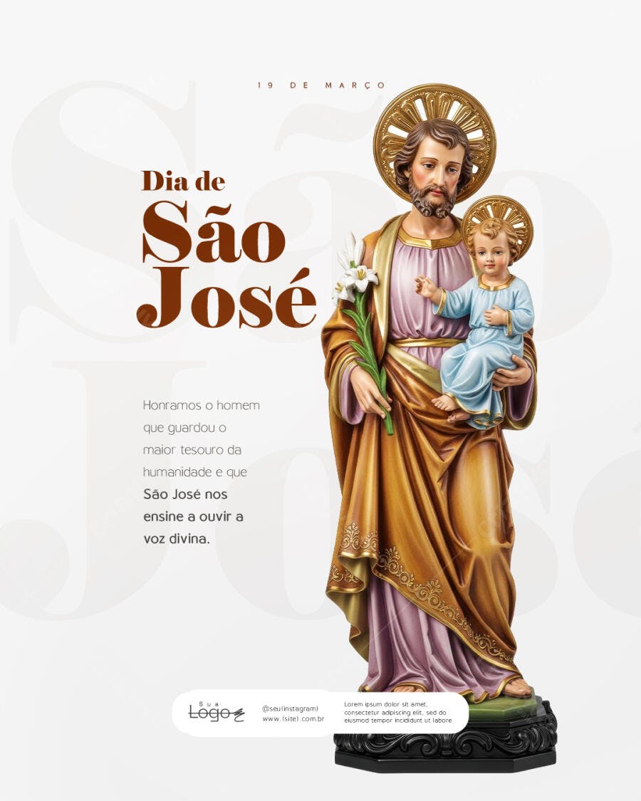 Post Instagram Dia de São José 19 de Março PSD Editável