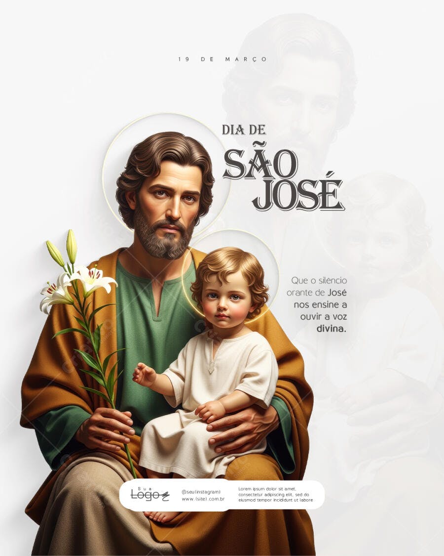 Post Instagram Dia de São José 19 de Março PSD Editável