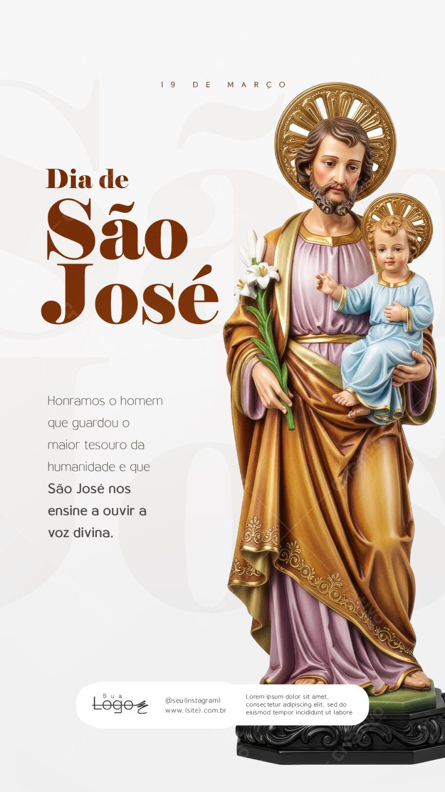 Story Dia de São José 19 de Março PSD Editável