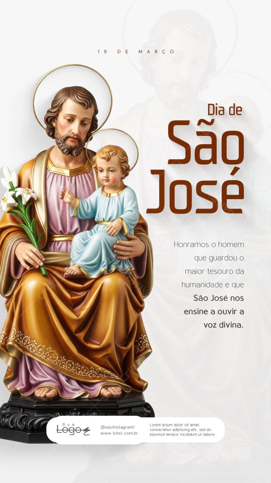 Post Dia de São José 19 de Março PSD Editável