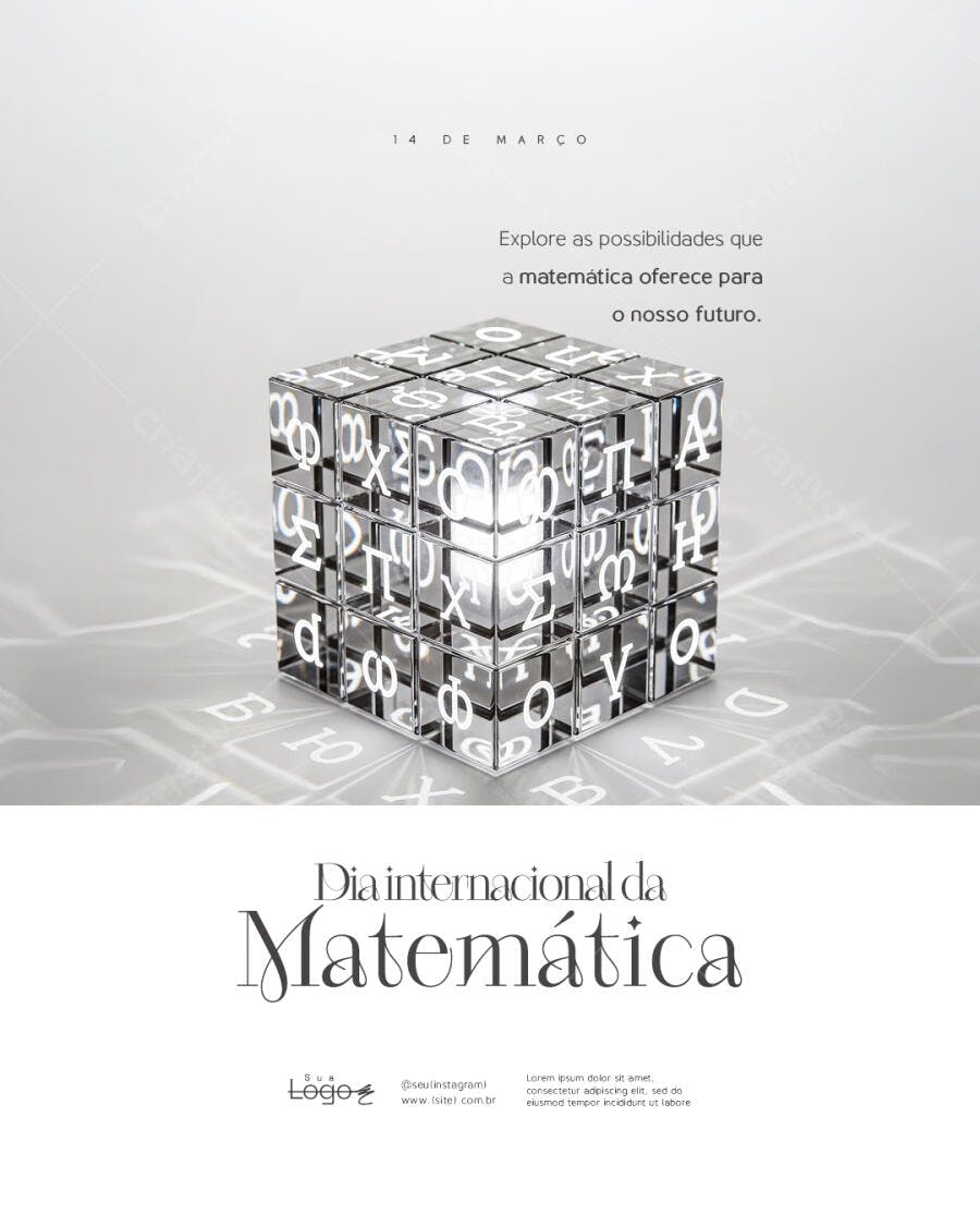 Post Dia Internacional da Matemática 14 de Março PSD Editável