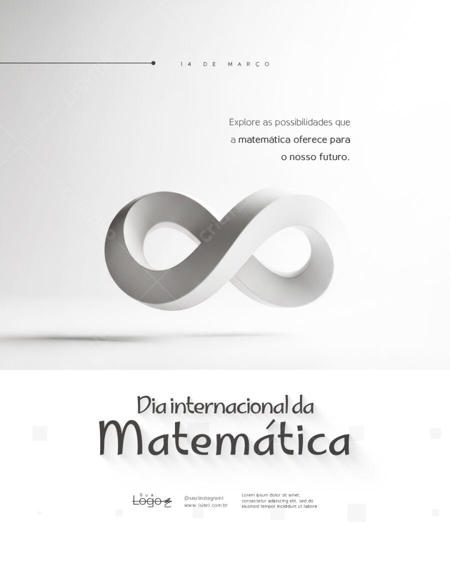 Post Dia Internacional da Matemática 14 de Março PSD Editável