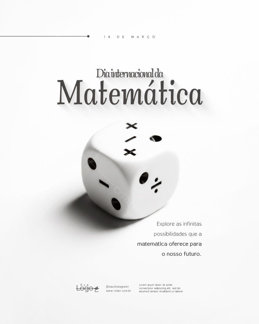 Post Dia Internacional da Matemática 14 de Março PSD Editável