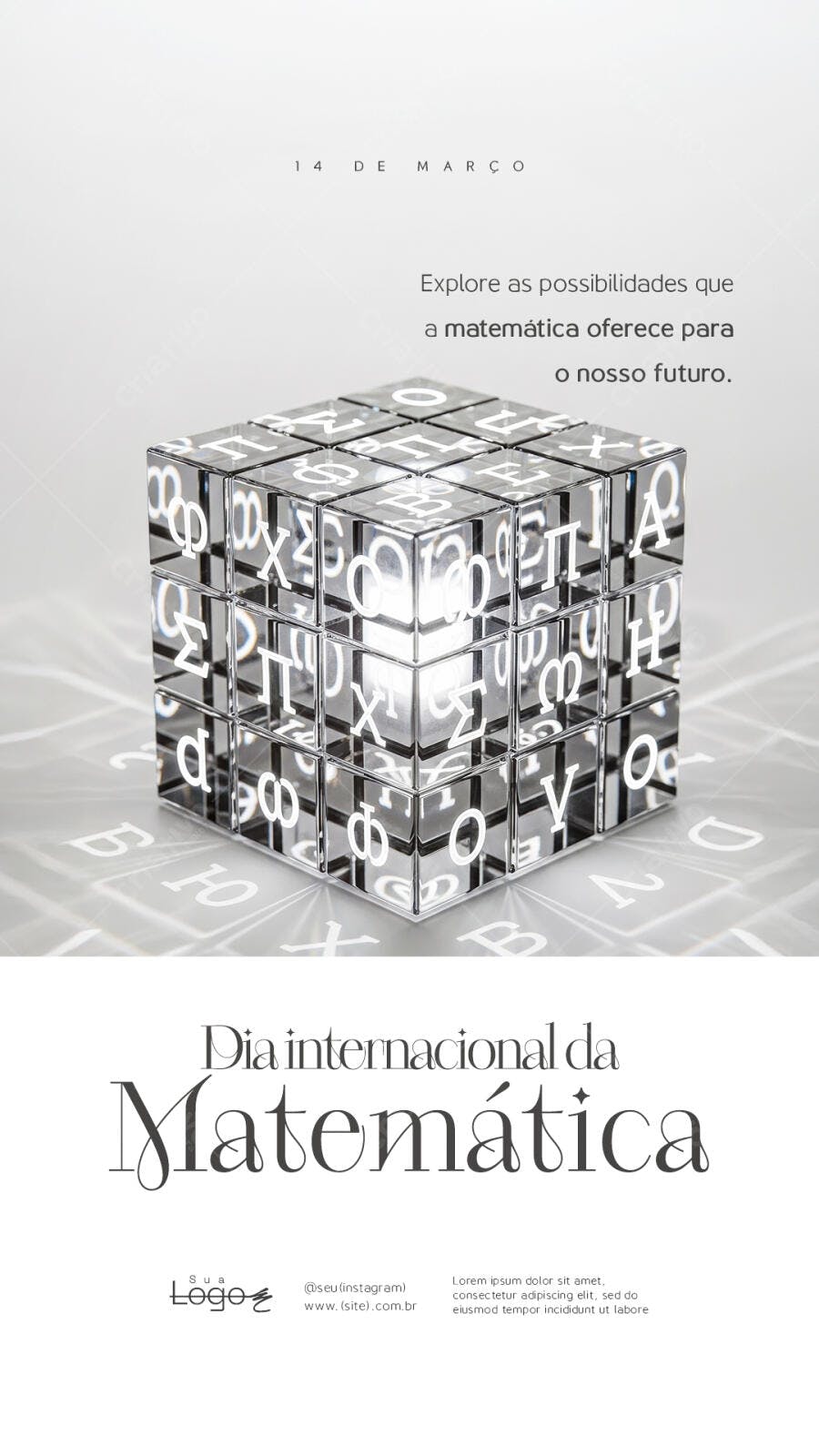 Story Dia Internacional da Matemática 14 de Março PSD Editável
