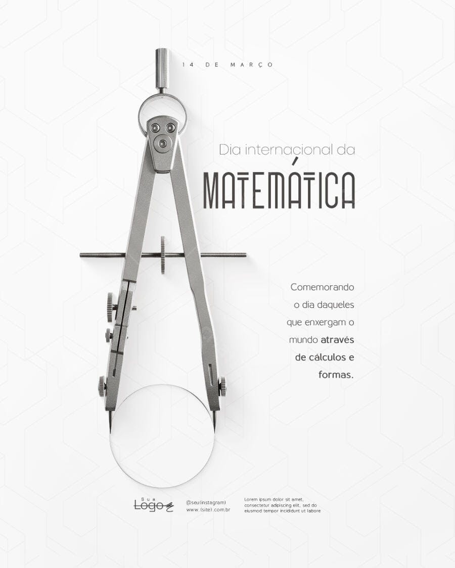 Post Dia Internacional da Matemática 14 de Março PSD Editável