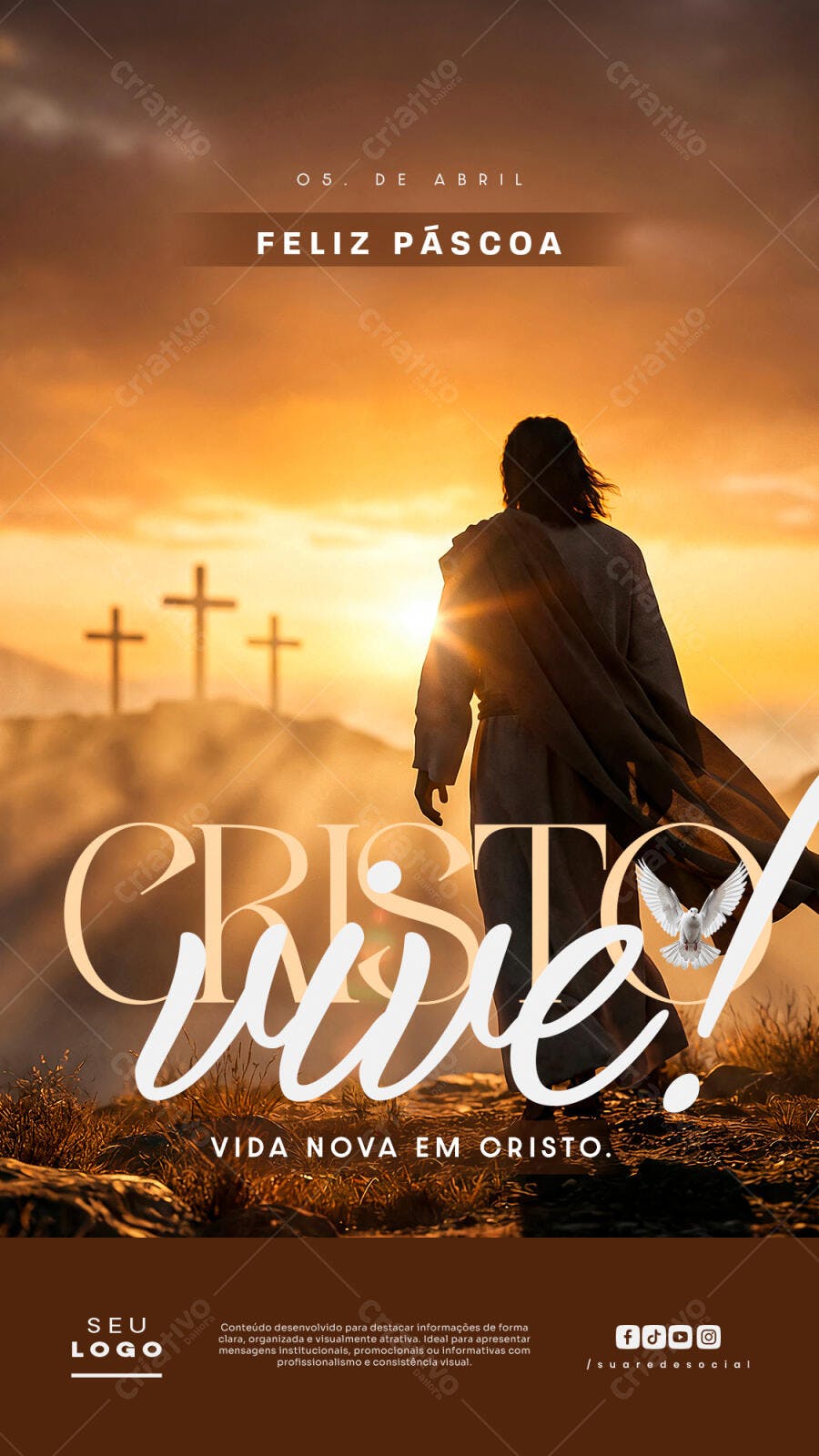 Story Instagram Páscoa Cristo Vive PSD Editável