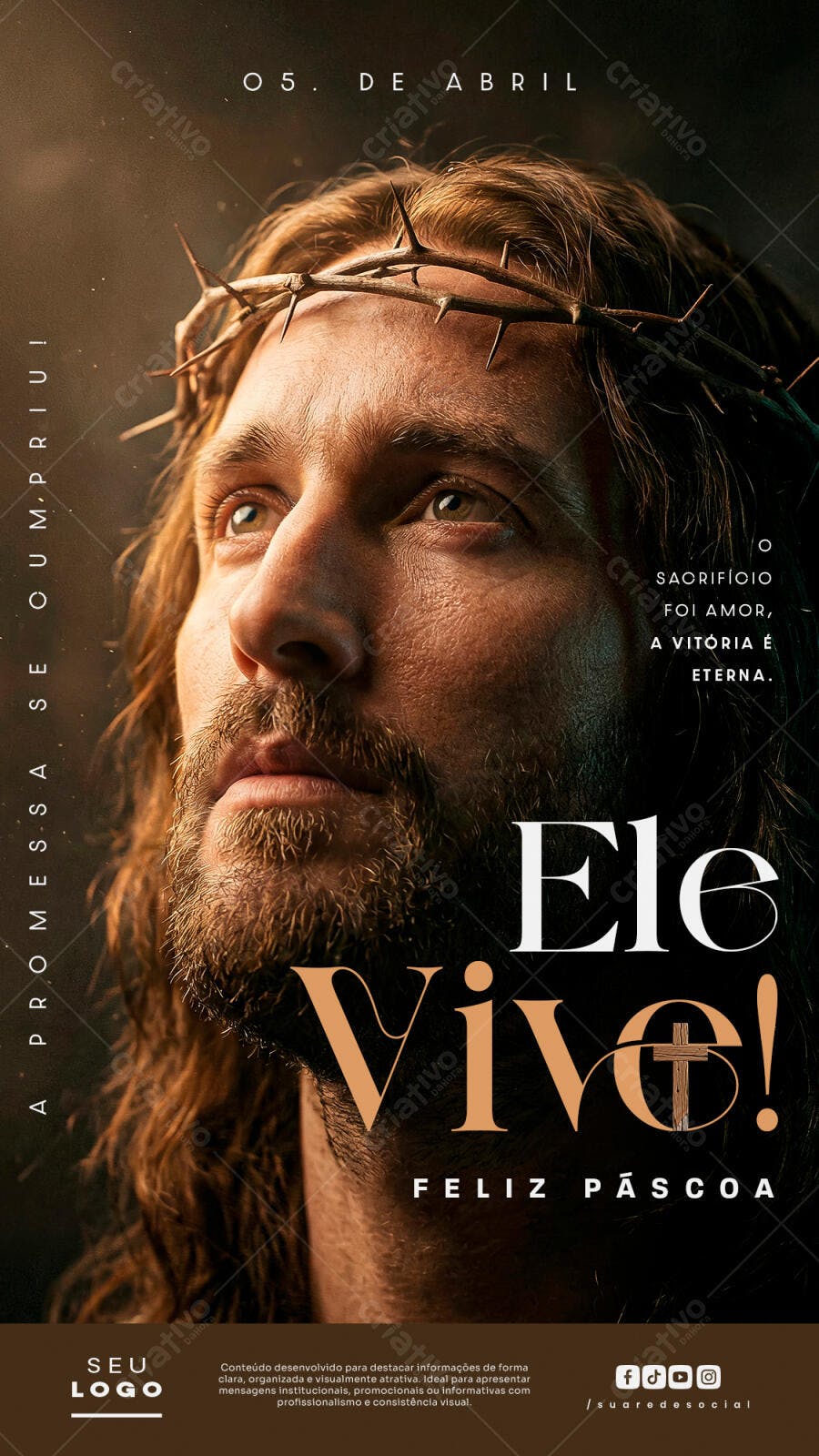 Post Instagram Páscoa Jesus Cristo PSD Editável
