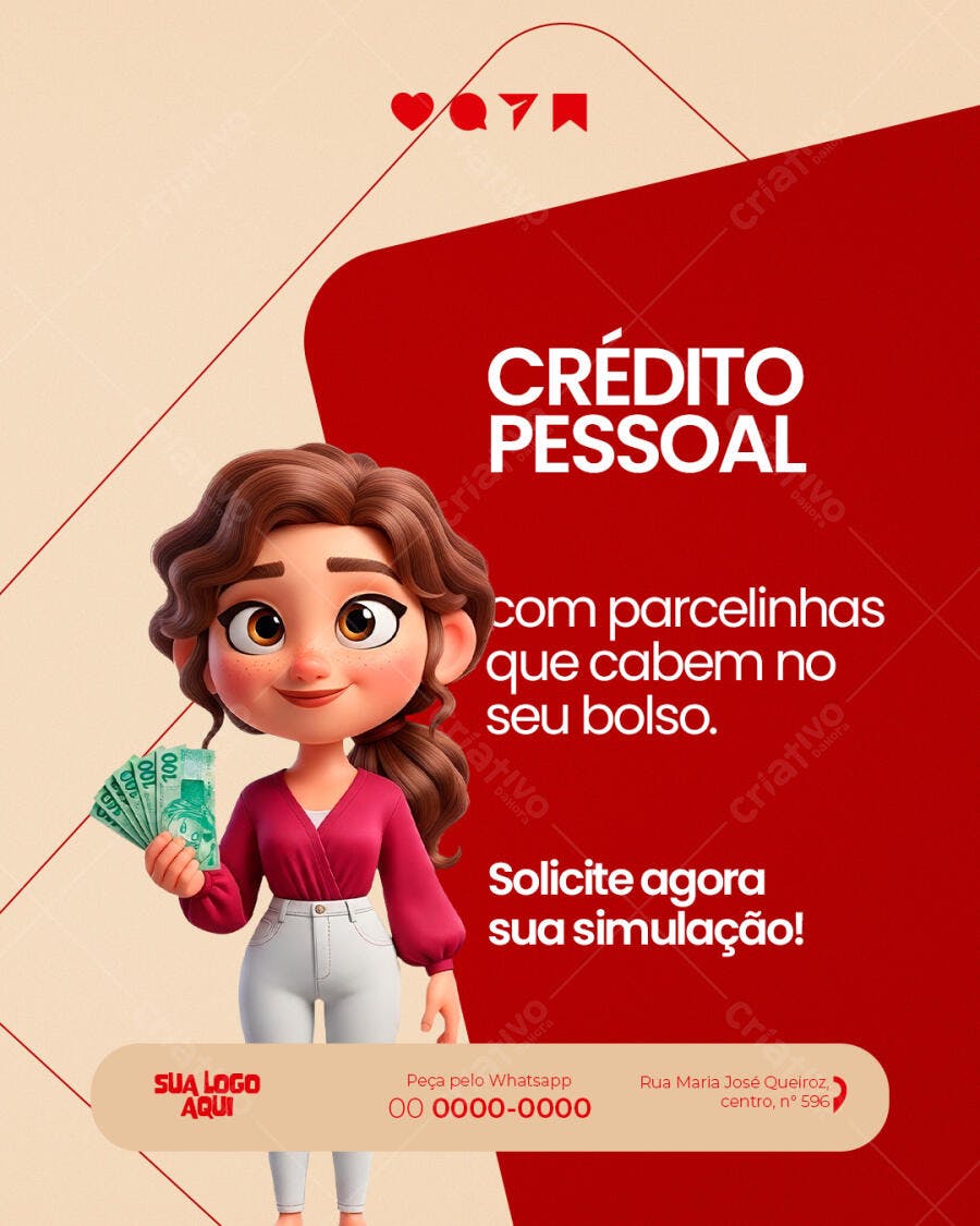 Post Instagram Crédito Pessoal Financeira PSD Editável
