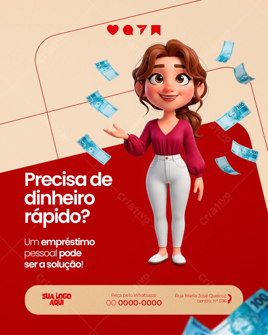 Post Instagram Empréstimo Pessoal Financeira PSD Editável