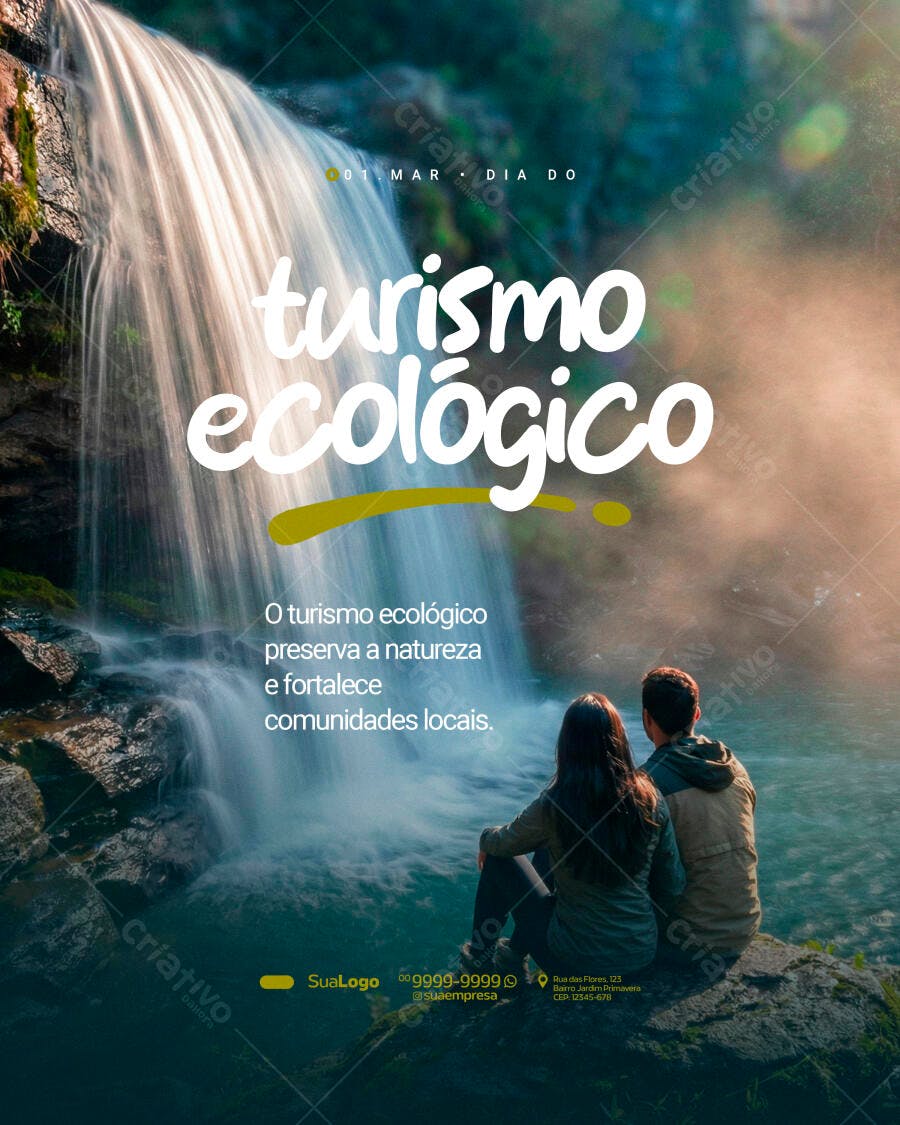 Post Instagram Turismo Ecológico Cachoeira PSD Editável