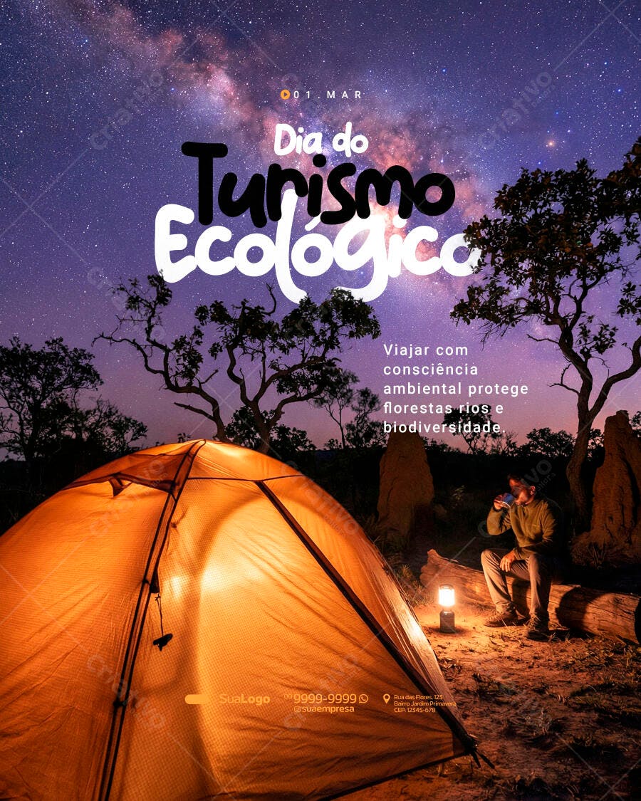 Post Instagram Dia do Turismo Ecológico Março PSD Editável